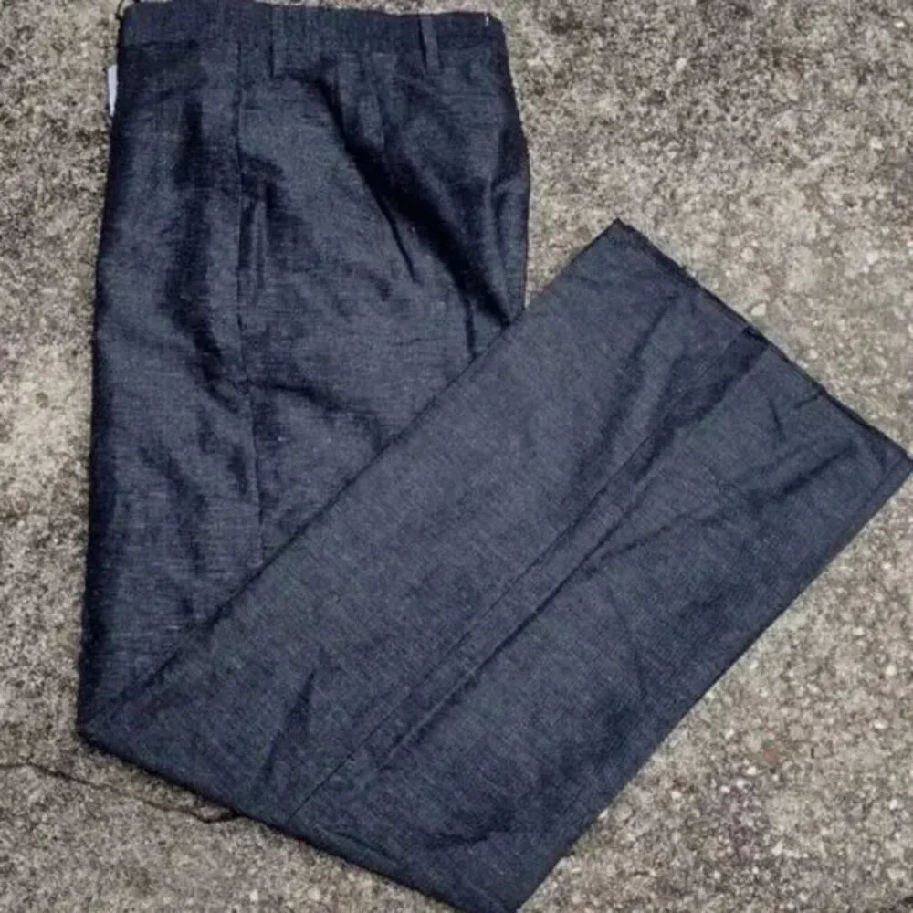 Salvatore Ferragamo Linen Blend Dress Pants Blue Gray High Rise - Picture 4 of 8